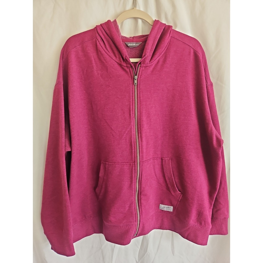 Eddie Bauer Womens XL Blue Full Zip Hoodie Sweatshirt Super Soft